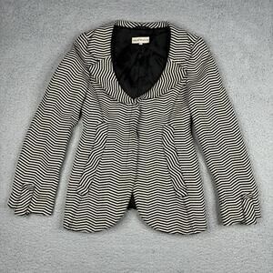 Vintage Emporio Armani Wool Blazer Women’s 6 Black White Striped Jacket Italy